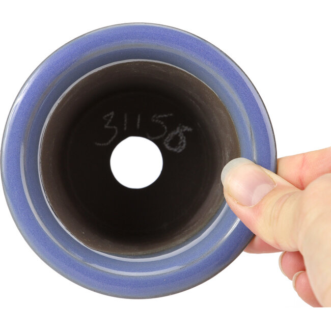 Vaso bonsai rotondo blu lilla di Seto Yaki - 96 x 96 x 66 mm