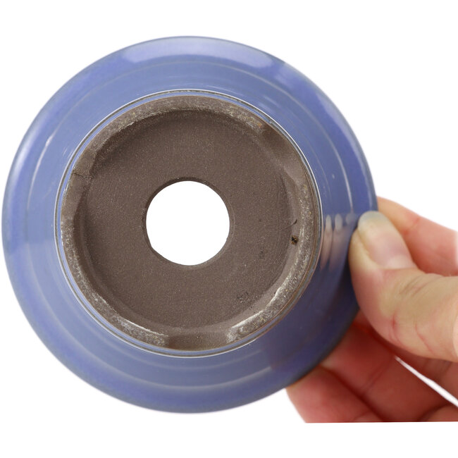 Maceta de bonsái redonda azul lila de Seto Yaki - 96 x 96 x 66 mm