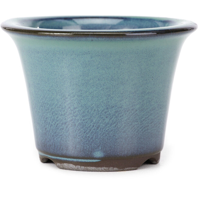 Vaso bonsai rotondo turchese di Seto Yaki - 96 x 96 x 66 mm