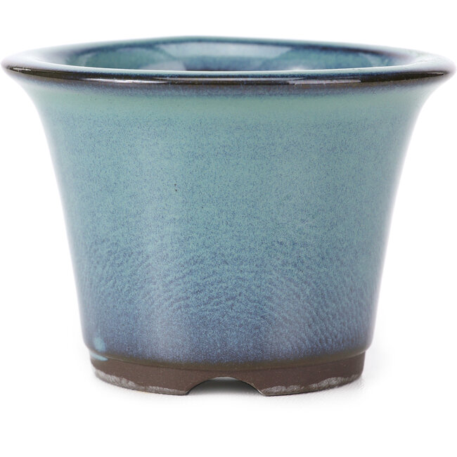 Maceta de bonsái redonda turquesa de Seto Yaki - 96 x 96 x 66 mm