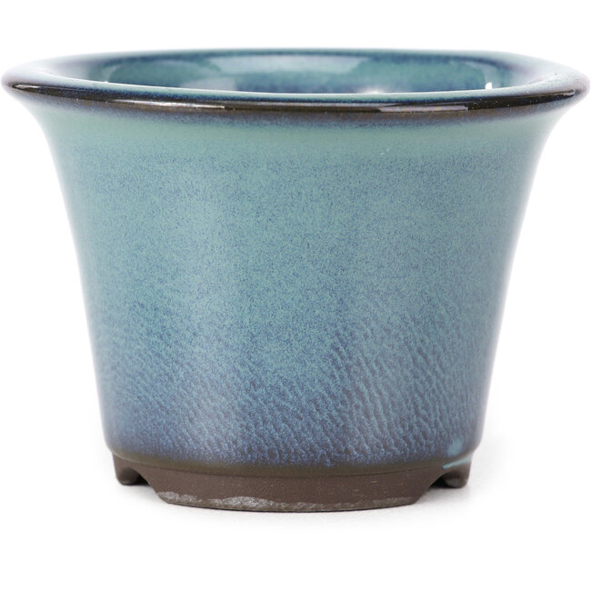 Runde türkisfarbene Bonsaischale von Seto Yaki - 96 x 96 x 66 mm