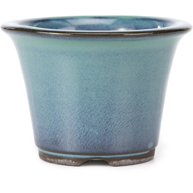 Ronde turquoise bonsaipot van Seto Yaki - 96 x 96 x 66 mm