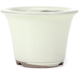 Seto Yaki 96 mm round white beige bonsai pot by Seto Yaki, Seto