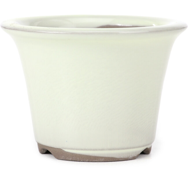 Pot à bonsaï rond beige blanc par Seto Yaki - 96 x 96 x 66 mm
