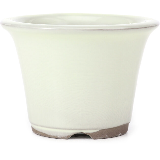 Ronde wit beige bonsai pot van Seto Yaki - 96 x 96 x 66 mm
