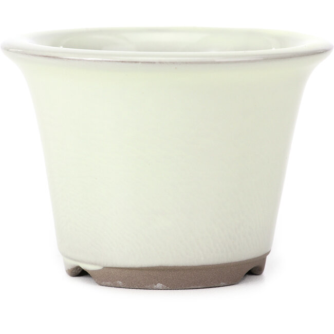 Vaso bonsai rotondo bianco beige di Seto Yaki - 96 x 96 x 66 mm