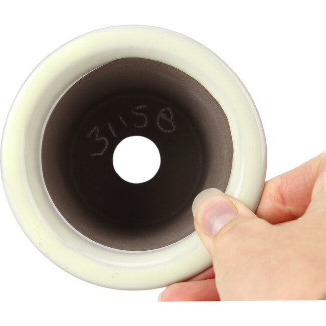 Pot à bonsaï rond beige blanc par Seto Yaki - 96 x 96 x 66 mm