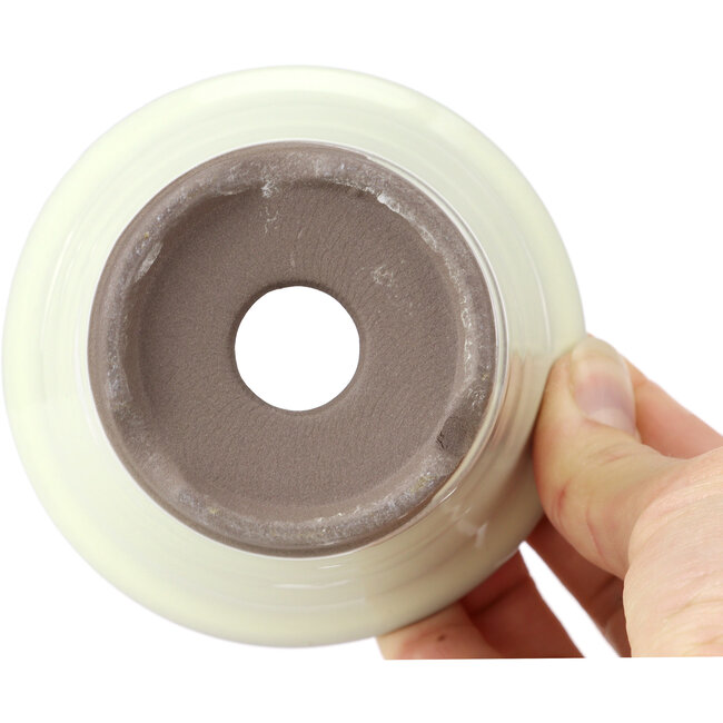 Pot à bonsaï rond beige blanc par Seto Yaki - 96 x 96 x 66 mm