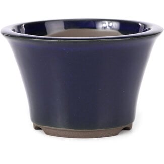 Seto Yaki 127 mm round blue bonsai pot by Seto Yaki, Seto