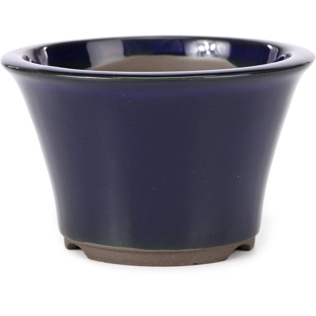 Pot à bonsaï rond bleu par Seto Yaki - 127 x 127 x 83 mm