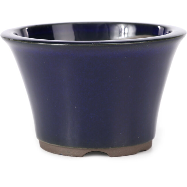 Vaso bonsai rotondo blu di Seto Yaki - 127 x 127 x 83 mm
