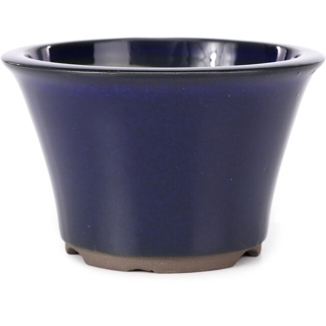 Runde blaue Bonsaischale von Seto Yaki - 127 x 127 x 83 mm