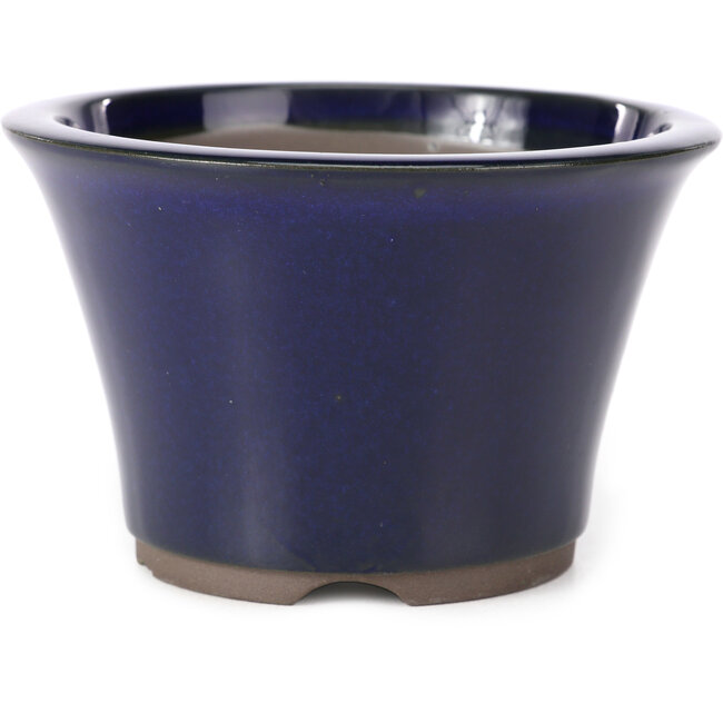 Runde blaue Bonsaischale von Seto Yaki - 127 x 127 x 83 mm