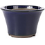 Round blue bonsai pot by Seto Yaki - 127 x 127 x 83 mm