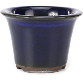 Seto Yaki 96 mm round blue bonsai pot by Seto Yaki, Seto