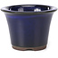 Round blue bonsai pot by Seto Yaki - 96 x 96 x 66 mm