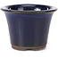 Round blue bonsai pot by Seto Yaki - 96 x 96 x 66 mm