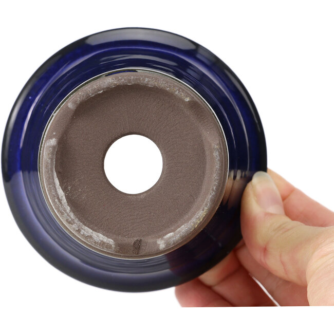 Maceta de bonsái redonda azul de Seto Yaki - 96 x 96 x 66 mm