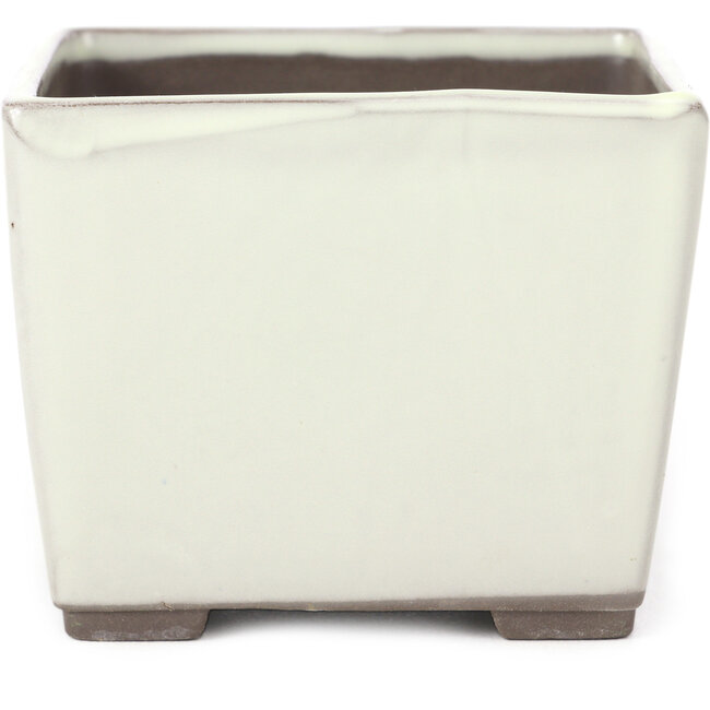 Vierkante witte bonsaipot van Seto Yaki - 114 x 114 x 90 mm