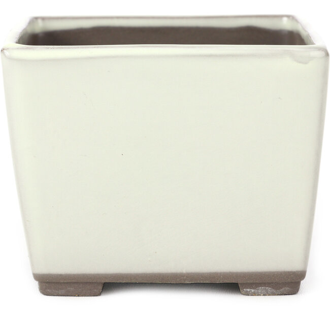 Vierkante witte bonsaipot van Seto Yaki - 114 x 114 x 90 mm