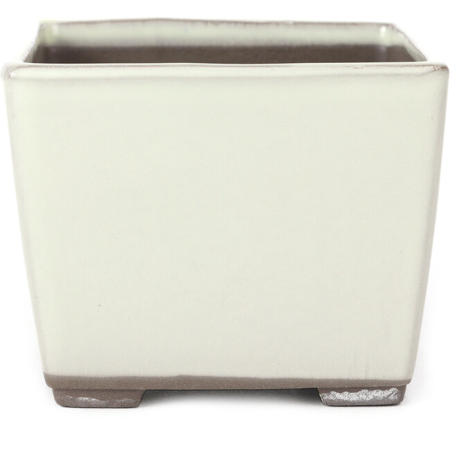 Vaso bonsai quadrato bianco di Seto Yaki - 114 x 114 x 90 mm