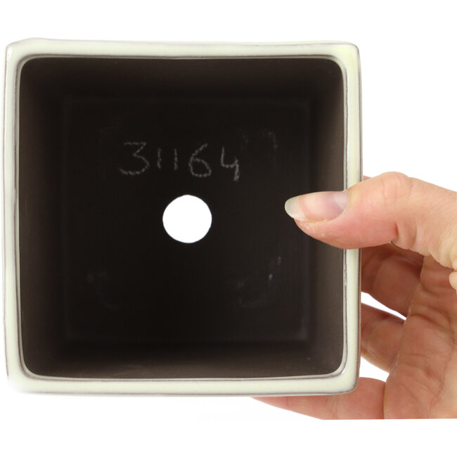 Pot à bonsaï carré blanc par Seto Yaki - 114 x 114 x 90 mm