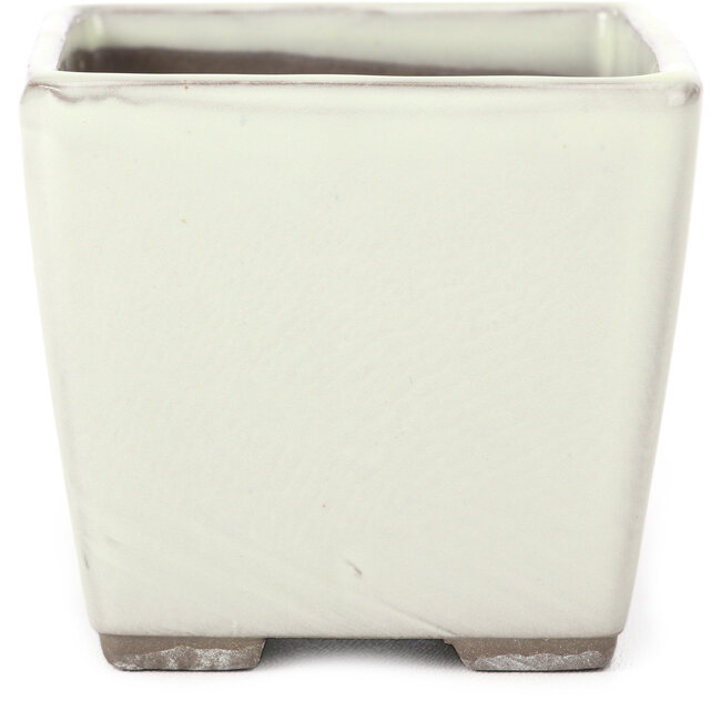 Square white bonsai pot by Seto Yaki - 86 x 86 x 78 mm