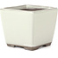 Vierkante witte bonsaipot van Seto Yaki - 86 x 86 x 78 mm