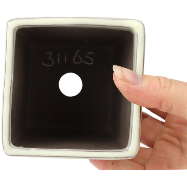 Maceta de bonsái blanca cuadrada de Seto Yaki - 86 x 86 x 78 mm