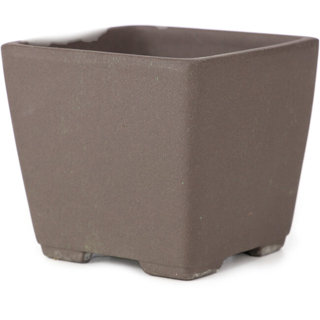 Vierkante ongeglazuurde bonsaipot van Seto Yaki - 86 x 86 x 78 mm