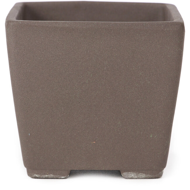 Maceta de bonsái cuadrada sin esmaltar de Seto Yaki - 86 x 86 x 78 mm