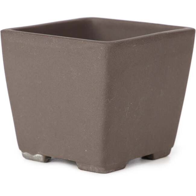 Square unglazed bonsai pot by Seto Yaki - 86 x 86 x 78 mm