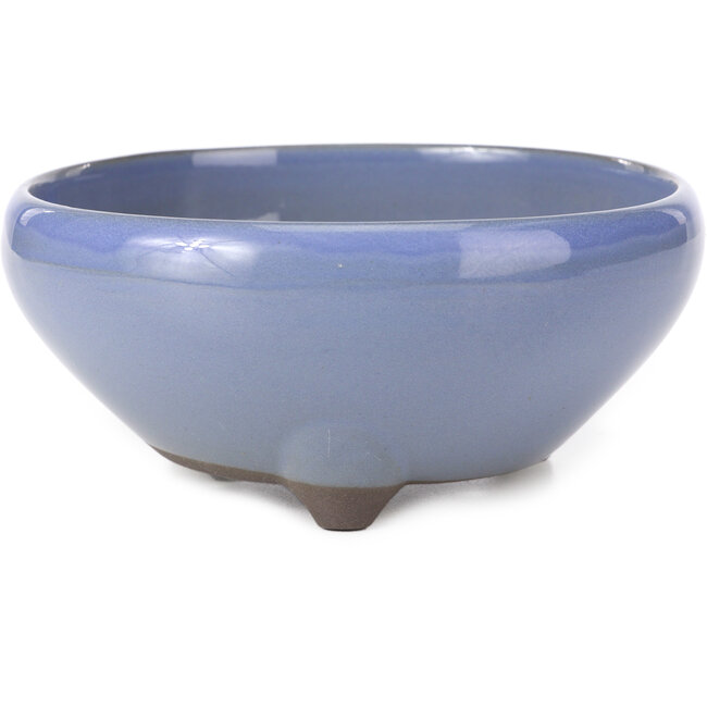 Round lavender colored bonsai pot from Seto Yaki - 156 x 156 x 69 mm