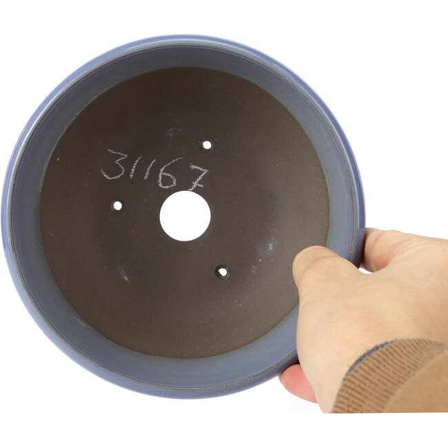 Ronde lavendelkleurige bonsai pot van Seto Yaki - 156 x 156 x 69 mm