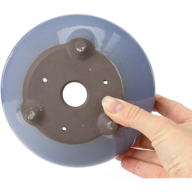 Ronde lavendelkleurige bonsai pot van Seto Yaki - 156 x 156 x 69 mm