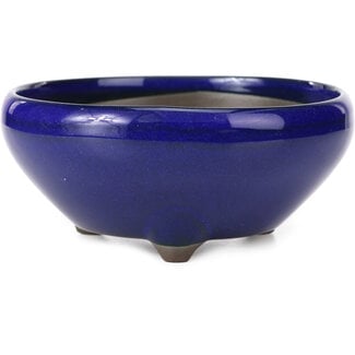 Seto Yaki 156 mm round blue bonsai pot by Seto Yaki, Seto