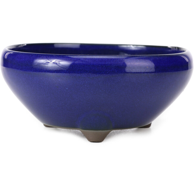 Pot à bonsaï rond bleu par Seto Yaki - 156 x 156 x 69 mm