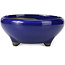 Round blue bonsai pot by Seto Yaki - 156 x 156 x 69 mm