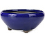 Runde blaue Bonsaischale von Seto Yaki - 156 x 156 x 69 mm