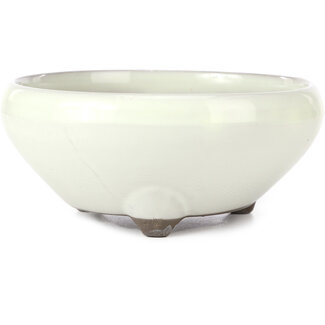 Seto Yaki 156 mm round white bonsai pot by Seto Yaki, Seto