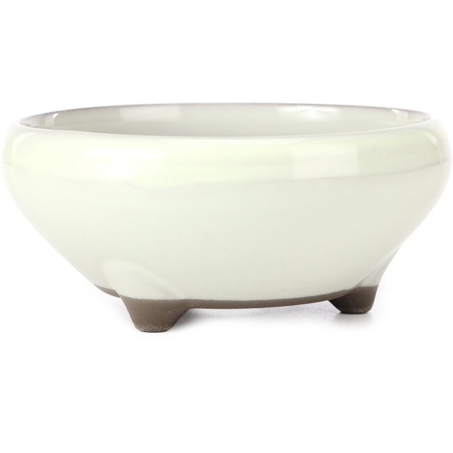 Pot à bonsaï rond blanc par Seto Yaki - 156 x 156 x 69 mm