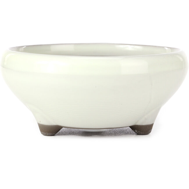 Round white bonsai pot by Seto Yaki - 156 x 156 x 69 mm