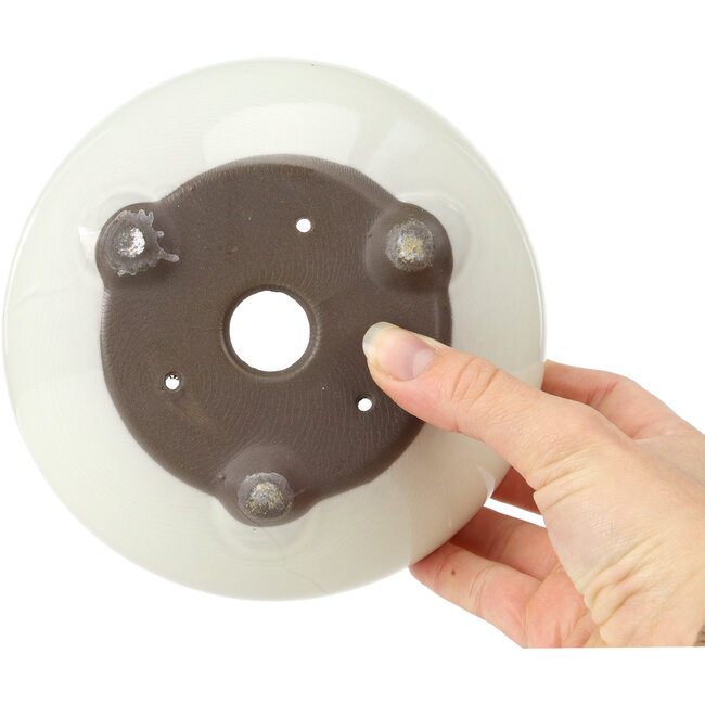 Ronde witte bonsaipot van Seto Yaki - 156 x 156 x 69 mm