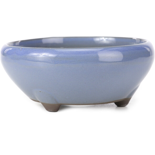 Pot à bonsaï rond bleu lilas par Seto Yaki - 131 x 131 x 54 mm
