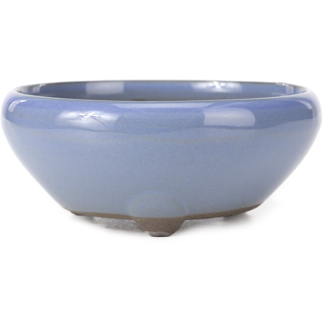 Ronde lila blauwe bonsai pot van Seto Yaki - 131 x 131 x 54 mm