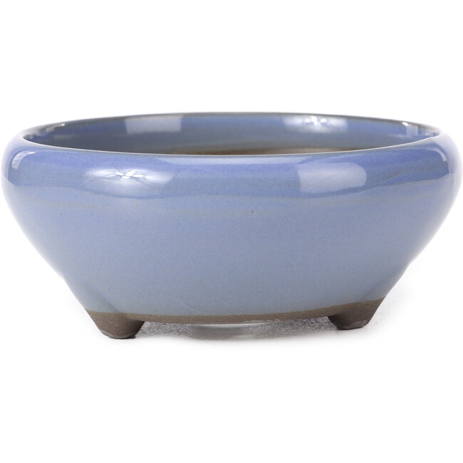 Round lilac blue bonsai pot by Seto Yaki - 131 x 131 x 54 mm