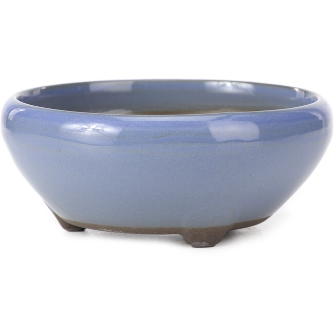 Maceta de bonsái redonda azul lila de Seto Yaki - 131 x 131 x 54 mm