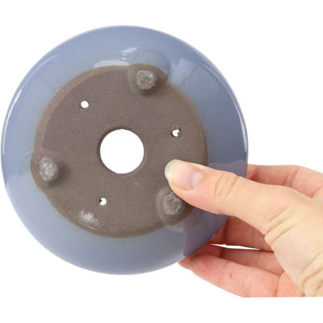 Runde fliederblaue Bonsaischale von Seto Yaki - 131 x 131 x 54 mm