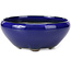 Ronde blauwe bonsaipot van Seto Yaki - 131 x 131 x 54 mm