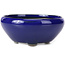 Ronde blauwe bonsaipot van Seto Yaki - 131 x 131 x 54 mm